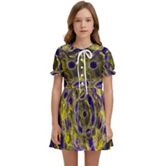 Fractal Glowing Kaleidoscope Kids  Sweet Collar Dress