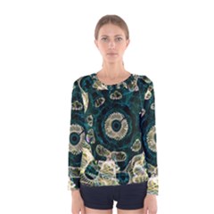 Fractal Glowing Kaleidoscope Wallpaper Art Design Women s Long Sleeve Tee