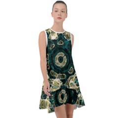 Fractal Glowing Kaleidoscope Wallpaper Art Design Frill Swing Dress