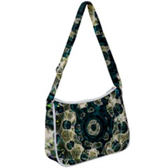 Fractal Glowing Kaleidoscope Wallpaper Art Design Zip Up Shoulder Bag by Ravend