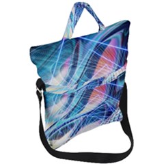 Background Neon Geometric Cubes Colorful Lights Fold Over Handle Tote Bag