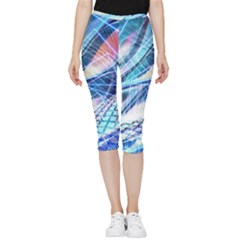 Background Neon Geometric Cubes Colorful Lights Inside Out Lightweight Velour Capri Leggings 