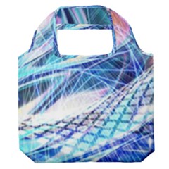Background Neon Geometric Cubes Colorful Lights Premium Foldable Grocery Recycle Bag