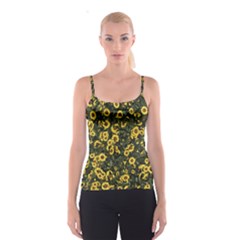 Sunflowers Yellow Flowers Flowers Digital Drawing Spaghetti Strap Top