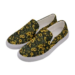 Sunflowers Yellow Flowers Flowers Digital Drawing Women s Canvas Slip Ons