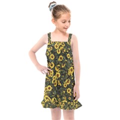 Sunflowers Yellow Flowers Flowers Digital Drawing Kids  Overall Dress by Ravend