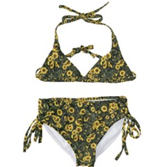 Sunflowers Yellow Flowers Flowers Digital Drawing Kids  Classic Bikini Set