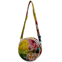 Rainbow Painted Nature Bigcat Crossbody Circle Bag