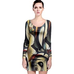 Model Of Picasso Long Sleeve Bodycon Dress by Sparkle