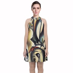Model Of Picasso Velvet Halter Neckline Dress  by Sparkle