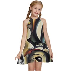 Model Of Picasso Kids  Halter Collar Waist Tie Chiffon Dress by Sparkle