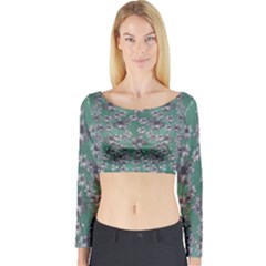 Forest Of Silver Pagoda Vines Long Sleeve Crop Top by pepitasart