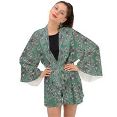 Forest Of Silver Pagoda Vines Long Sleeve Kimono by pepitasart