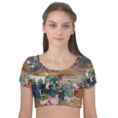 Moulin Rouge One Velvet Short Sleeve Crop Top  by witchwardrobe