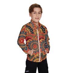 Bright Seamless Pattern-with-paisley-mehndi-elements-hand-drawn-wallpaper-with-floral-traditional-in Kids  Windbreaker