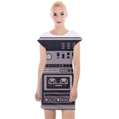 Cassette Recorder 80s Music Stereo Cap Sleeve Bodycon Dress by Pakemis