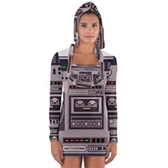 Cassette Recorder 80s Music Stereo Long Sleeve Hooded T-shirt by Pakemis