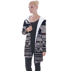 Cassette Recorder 80s Music Stereo Longline Hooded Cardigan by Pakemis