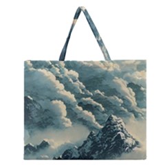 Mountains Alps Nature Clouds Sky Fresh Air Art Zipper Large Tote Bag by Pakemis