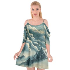 Mountains Alps Nature Clouds Sky Fresh Air Art Cutout Spaghetti Strap Chiffon Dress by Pakemis