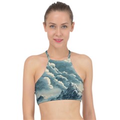 Mountains Alps Nature Clouds Sky Fresh Air Art Racer Front Bikini Top