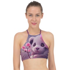 Panda Endangered Protected Bamboo National Treasure Racer Front Bikini Top by Pakemis