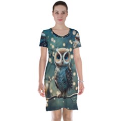 Owl Bird Bird Of Prey Ornithology Animal Short Sleeve Nightdress