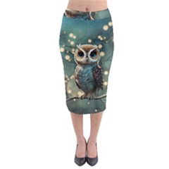 Owl Bird Bird Of Prey Ornithology Animal Midi Pencil Skirt by Pakemis