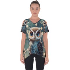 Owl Bird Bird Of Prey Ornithology Animal Cut Out Side Drop Tee by Pakemis