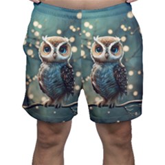 Owl Bird Bird Of Prey Ornithology Animal Men s Shorts by Pakemis