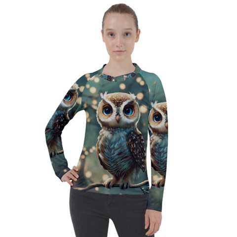 Owl Bird Bird Of Prey Ornithology Animal Women s Pique Long Sleeve Tee by Pakemis