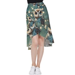 Owl Bird Bird Of Prey Ornithology Animal Frill Hi Low Chiffon Skirt by Pakemis