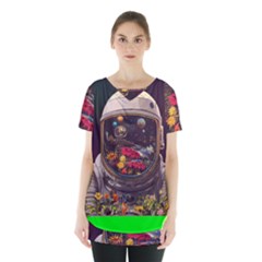 Astronaut Universe Planting Flowers Cosmos Jpg Skirt Hem Sports Top by Pakemis