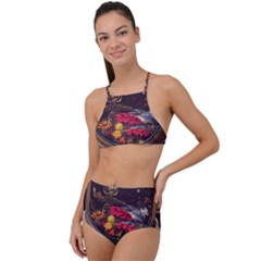 Astronaut Universe Planting Flowers Cosmos Jpg High Waist Tankini Set by Pakemis