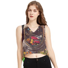 Astronaut Universe Planting Flowers Cosmos Jpg V-neck Cropped Tank Top