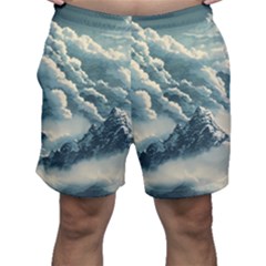 Mountains Alps Nature Clouds Sky Fresh Air Men s Shorts by Pakemis