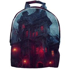 Haunted House Halloween Cemetery Moonlight Mini Full Print Backpack by Pakemis