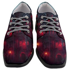 Haunted House Halloween Cemetery Moonlight Women Heeled Oxford Shoes by Pakemis