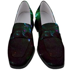 Space Cosmos Galaxy Stars Black Hole Universe Art Women s Chunky Heel Loafers by Pakemis