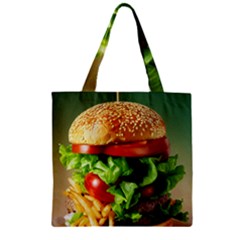 Hamburger Cheeseburger Burger 3d Render Snack Zipper Grocery Tote Bag by Pakemis