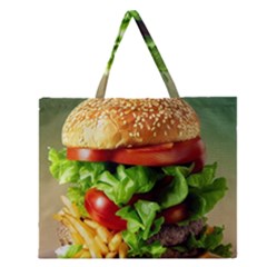 Hamburger Cheeseburger Burger 3d Render Snack Zipper Large Tote Bag by Pakemis