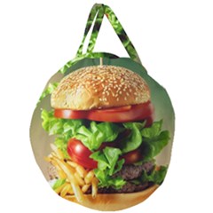 Hamburger Cheeseburger Burger 3d Render Snack Giant Round Zipper Tote by Pakemis