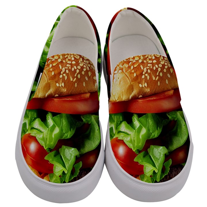 Hamburger Cheeseburger Burger 3d Render Snack Men s Canvas Slip Ons