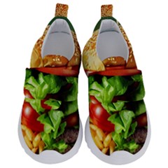 Hamburger Cheeseburger Burger 3d Render Snack Kids  Velcro No Lace Shoes by Pakemis