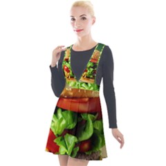 Hamburger Cheeseburger Burger 3d Render Snack Plunge Pinafore Velour Dress