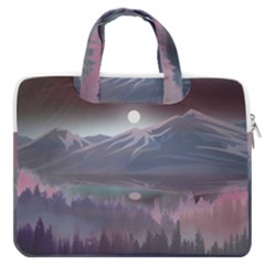 Mountains Nature Forest Moon Landscape Moonlight Macbook Pro 13  Double Pocket Laptop Bag by Pakemis