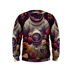 Astronaut Universe Planting Flowers Cosmos Art Kids  Sweatshirt