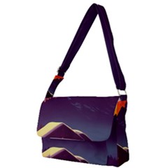 Cabin Mountains Snow Sun Winter Dusk Full Print Messenger Bag (s) by Pakemis