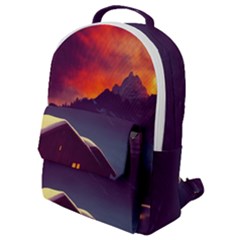 Cabin Mountains Snow Sun Winter Dusk Flap Pocket Backpack (small) by Pakemis