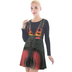 Guitar Ropes Music Instrument Sound Melody Plunge Pinafore Velour Dress